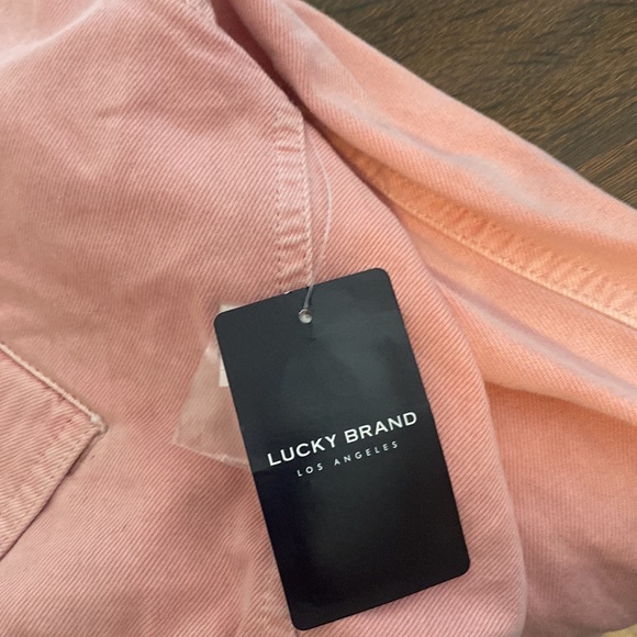 Women's NWT Lucky Brand Under A Cloud Cropped Jacket Pink Large w/Removable Hood - Picture 6 of 15